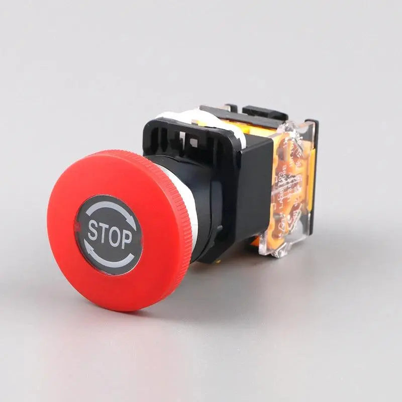 Emergency Stop 10A 380V 22mm Self-Locking Head Power Switch Mushroom Push Button Switch 1 NO 1 NC LA38-11ZS - electrical center b2c,la38 series button switch