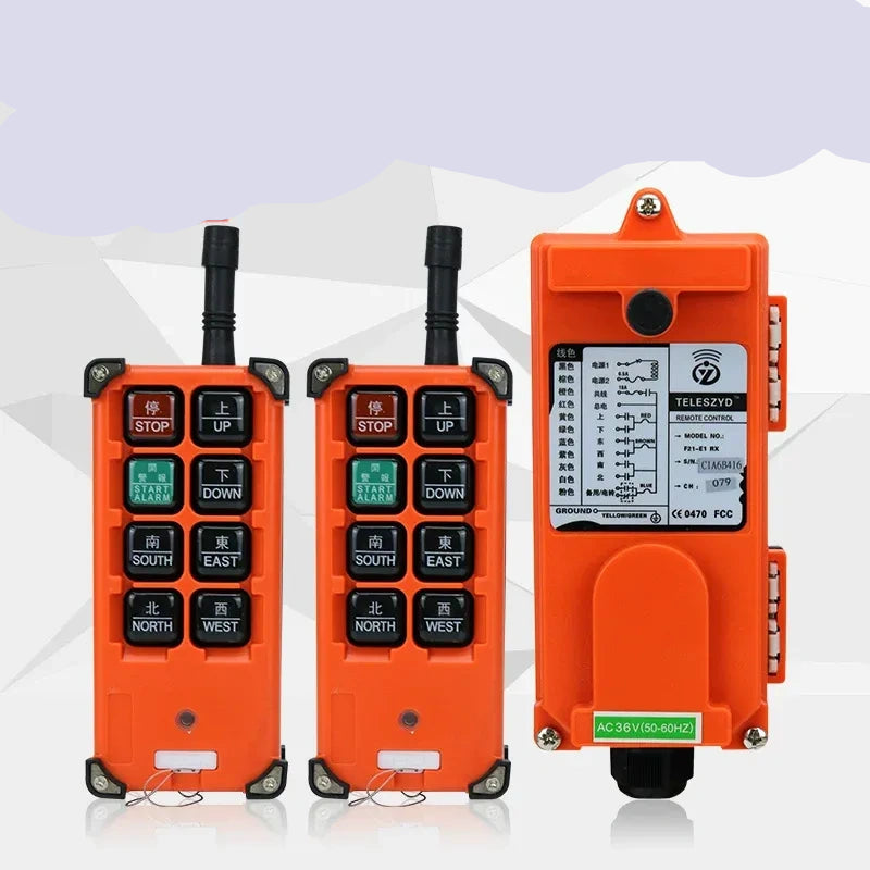 F21-E1B remote control, industrial wireless remote, Telecrane remote, crane remote control,380v Crystal Oscillator type remote control switch,2 Transmitter + 1 Receiver industrial lifting remote, gantry crane remote, truck tail lift remote, construction machinery remote