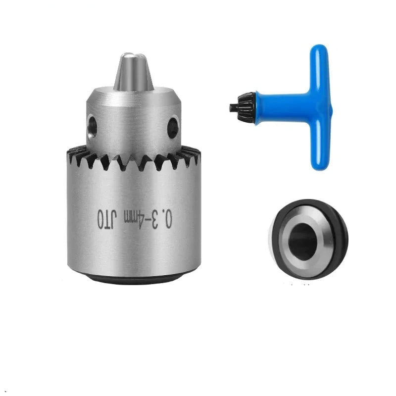 key locking design drill chuck, key type steel drill chuck Clamping Capacity 0.3-4mm, all metal heavy duty chuck Mount Type JT0