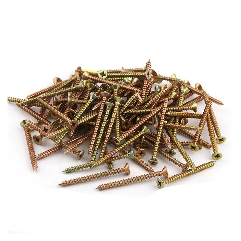 M5x60 hardened self tapping screws, color zinc galvanized screws, flat head wood fasteners, wallboard screws, cabinet assembly screws, thin metal tapping screws, plaster board screws, fiber board fasteners, woodworking screws, interior decoration screws