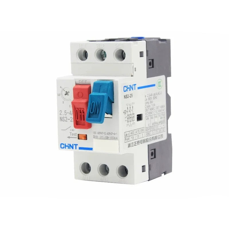 mpcb ns2-25 three phase motor starter,4~6.3a din rail overload phase failure protection switch