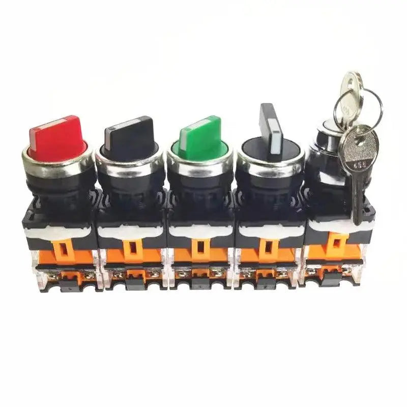 22mm Selector Knob Rotary Switch Latching Momentary 2NO 1NO1NC 2 3 Position DPST 10A 400V Power Switch ON/OFF Red Green Black - electrical center b2c