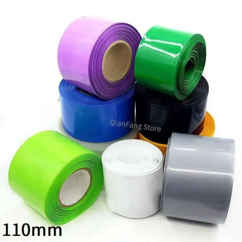 PVC Heat Shrink Tube 110mm Width Blue Multicolor Shrinkable Cable Sleeve Sheath Pack Cover for 18650 Lithium Battery Film Wrap - electrical center b2c