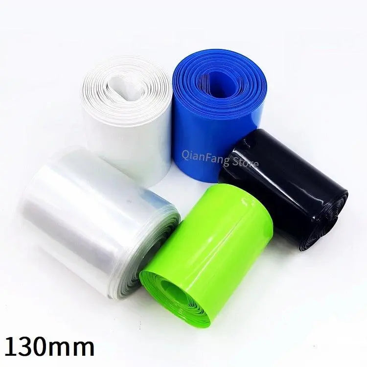 PVC Heat Shrink Tube 130mm Width Blue Multicolor Shrinkable Cable Sleeve Sheath Pack Cover for 18650 Lithium Battery Film Wrap - electrical center b2c