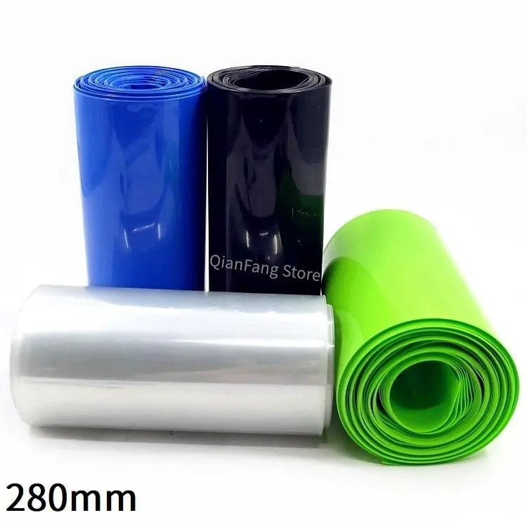 PVC Heat Shrink Tube 280mm Width Blue Black Green Shrinkable Cable Sleeve Sheath Pack Cover for 18650 Lithium Battery Film Wrap - electrical center b2c