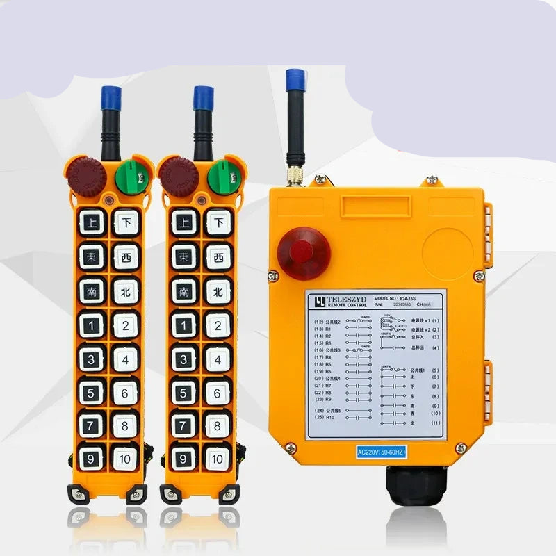 16 keys remote control, crane remote, industrial remote, 36v 2 Transmitter+1 Receiver wireless hoist remote, F24-16S remote,
F24-16S industrial wireless remote control, 16 button crane radio remote, hydraulic cylinder remote controller, 