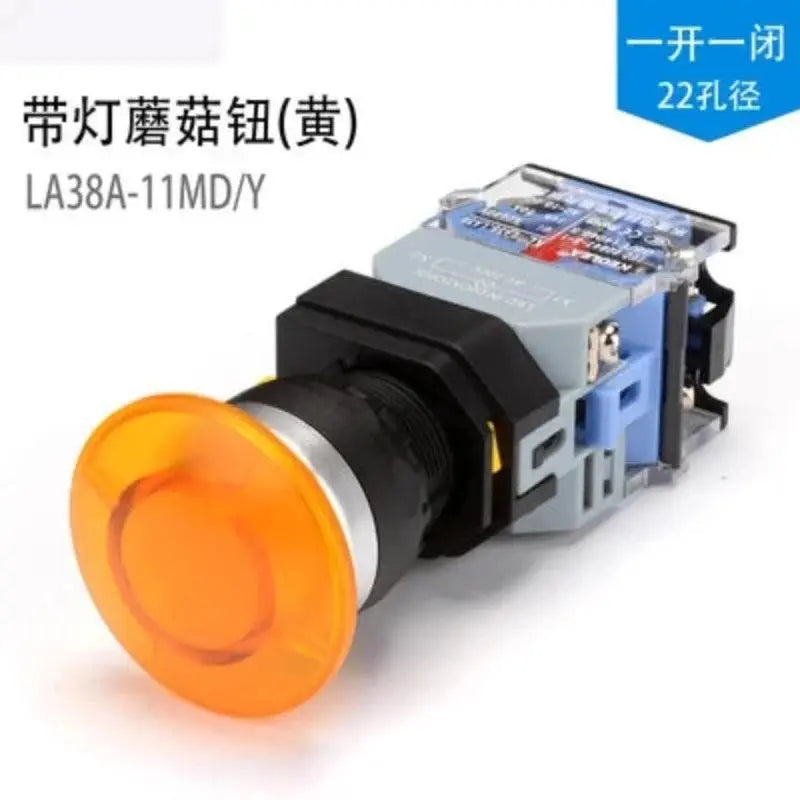 1Pcs 22mm 4 Screw with light button Flat round Panel Cutout LA38-11 LA38-11BN ON-OFF Momentary/Self locking Push button switch - electrical center b2c