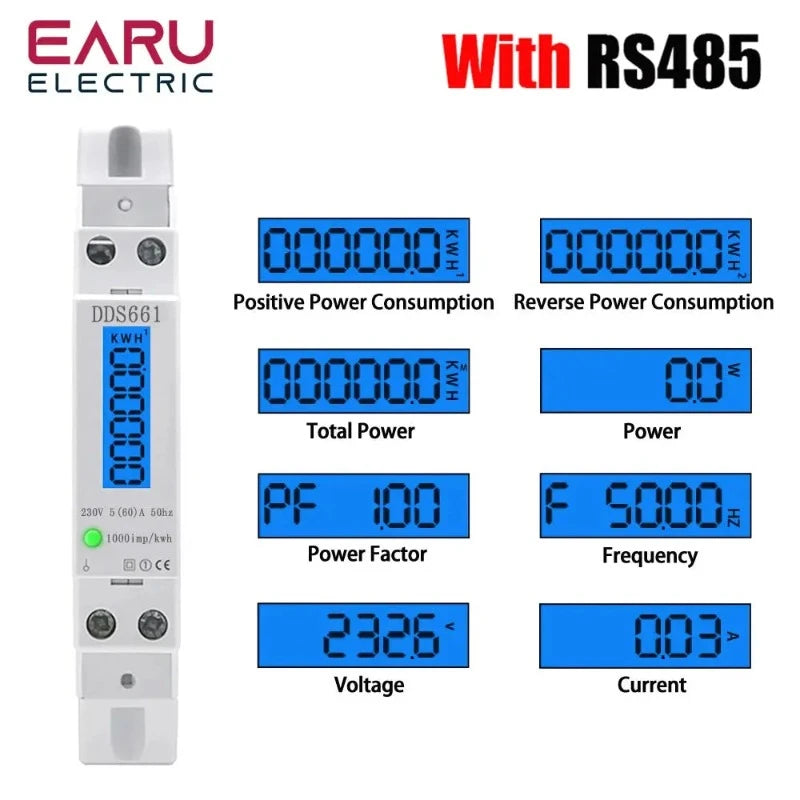 Single Phase Backlight Wattmeter Power LCD Digital Display Consumption Meter KWh 60A 110V 230VAC 50Hz Watt Din Rail Energy Meter electrical center b2c