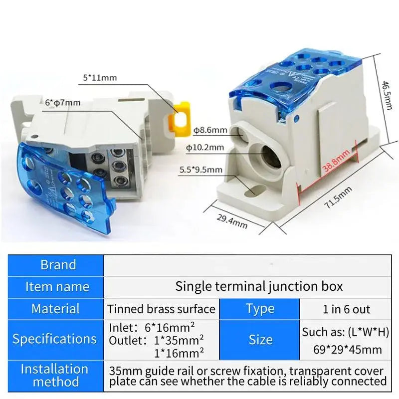 UKK 125A One in multiple-out distribution box Din Rail Terminal Blocks Universal wire connector junction box waterproof - electrical center b2c