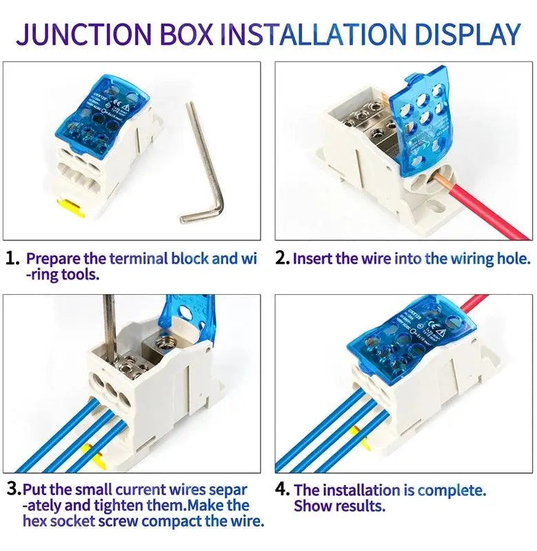 UKK 125A One in multiple-out distribution box Din Rail Terminal Blocks Universal wire connector junction box waterproof - electrical center b2c