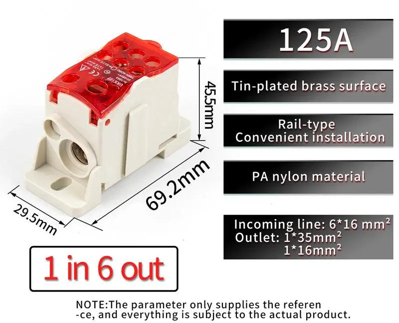 UKK 125A One in multiple-out distribution box Din Rail Terminal Blocks Universal wire connector junction box waterproof - electrical center b2c