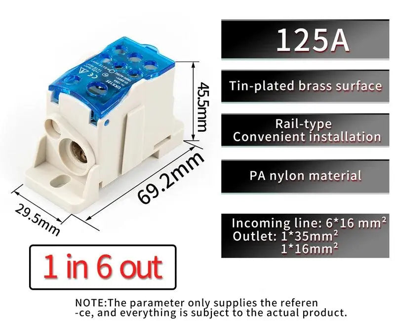 UKK 125A One in multiple-out distribution box Din Rail Terminal Blocks Universal wire connector junction box waterproof - electrical center b2c