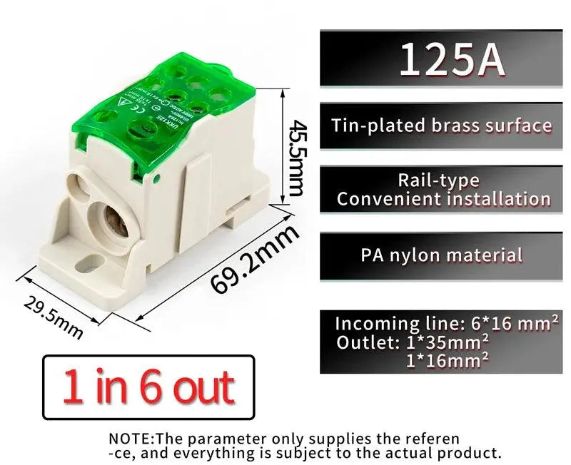 UKK 125A One in multiple-out distribution box Din Rail Terminal Blocks Universal wire connector junction box waterproof - electrical center b2c