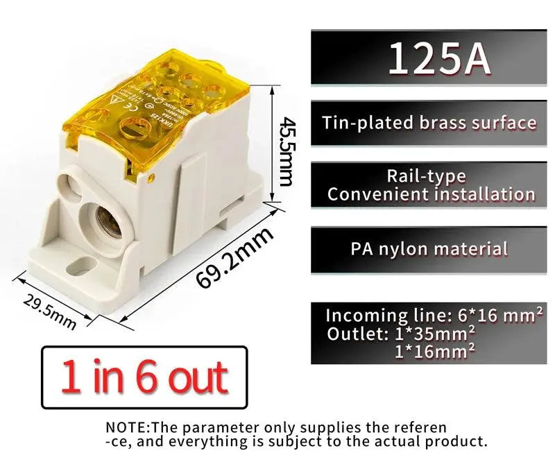 UKK 125A One in multiple-out distribution box Din Rail Terminal Blocks Universal wire connector junction box waterproof - electrical center b2c