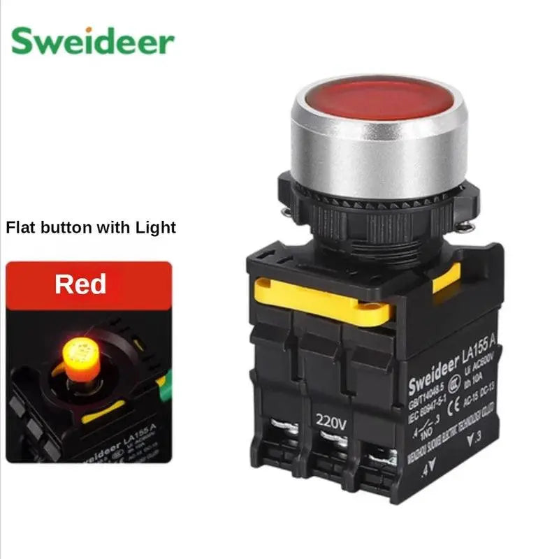 Waterproof Button Switch with LED 22mm Momentary Reset Self Locking Power Push Button Switch with Light 12V 24V 220V 10A 1NO - electrical center b2c