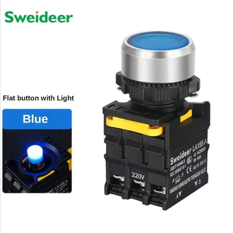 Waterproof Button Switch with LED 22mm Momentary Reset Self Locking Power Push Button Switch with Light 12V 24V 220V 10A 1NO - electrical center b2c