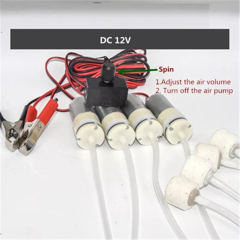 Air Pomp DC 12V Oxygen Pump Electric 370 Motor Mini Pomps Adjust PWM Volume DC12V Fishing Aquarium Car Aerator Fish Tank Pet