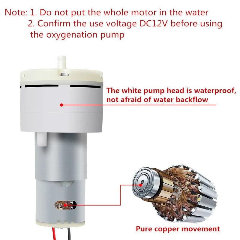 Air Pomp DC 3V-12V Oxygen Pump PWM Adjust Air Volume Portable For Outdoor Fishing Aquarium Car Aerator Fish Tank Electric Motor