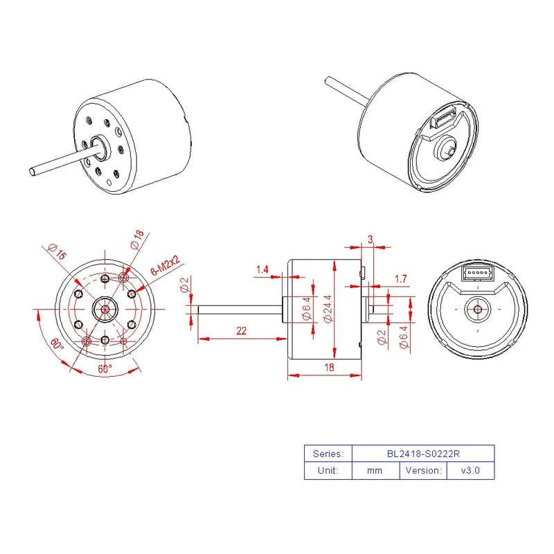 BL2418 DC Brushless 24V 9000RPM  (Compatible 12V 4500RPM) High Speed BLDC Micro Motor Adjustable Speed Forward and Reverse.