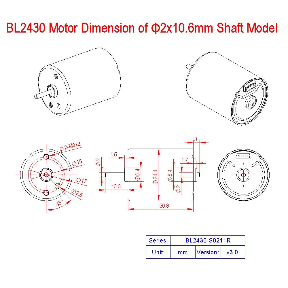 BL2430 DC Brushless 6W 12V 24V 6000 8000RPM  (Support 6V 12V 3000 4000RPM 5V 9V 18V 21V...) BLDC Micro Motor Forward and Reverse.