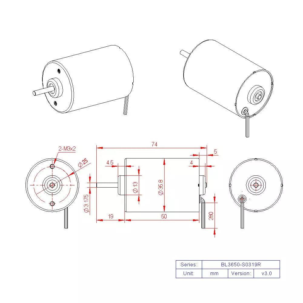 BL3650 36mm DC Brushless 12V 24V 24W 8000RPM BLDC Powerful Motor.