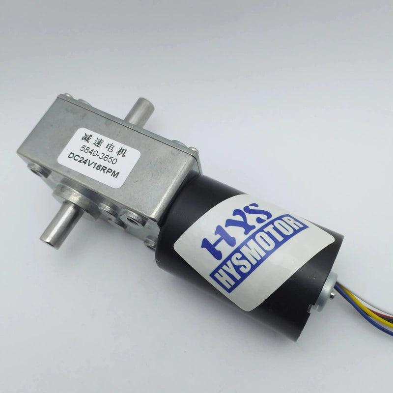 Brushless DC Worm Geared Motor Low Speed 8-470RPM High Torque BLDC Motor 12V 24V Double Shaft Adjustable Speed Reverse Self Lock