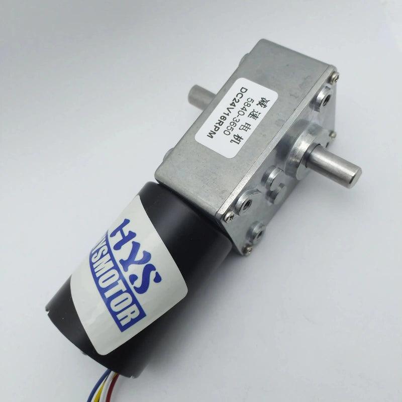 Brushless DC Worm Geared Motor Low Speed 8-470RPM High Torque BLDC Motor 12V 24V Double Shaft Adjustable Speed Reverse Self Lock