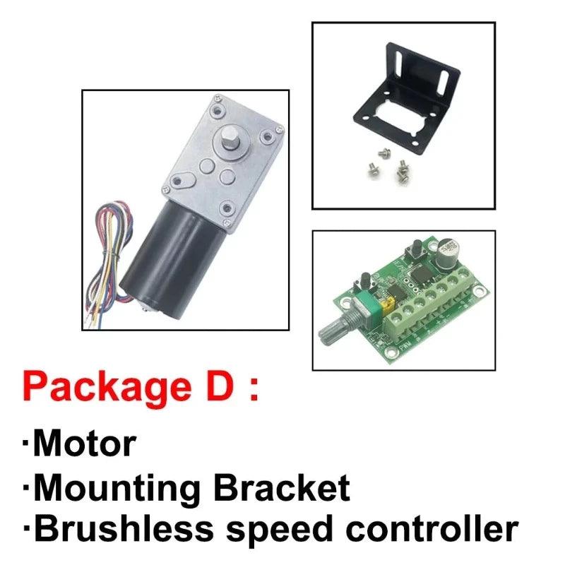 Brushless Gear Worm Motor DC 12V 24V High Torque 70KG.CM Speed 12rpm-471rpm BLDC Motors PWM Forward Reversed 5840-3650