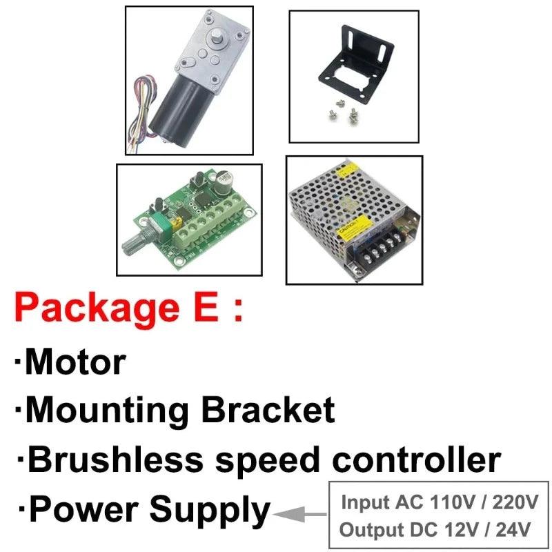 Brushless Gear Worm Motor DC 12V 24V High Torque 70KG.CM Speed 12rpm-471rpm BLDC Motors PWM Forward Reversed 5840-3650