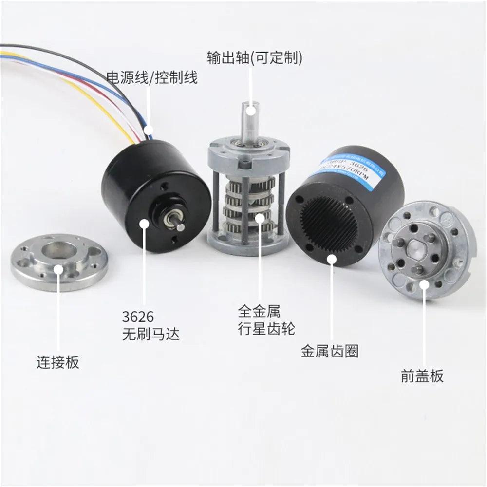 Brushless Planetary Gear Motor DC 12V 24V High Torque 90KG Speed 8rpm To 1154rpm PWM BLDC Metal Gearbox Moter 36GP-3626 Electric - electrical center b2c