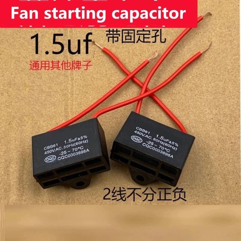 CBB61 Fan Starting Capacitor 1.5uF 450V AC 50Hz 60Hz Electric Fan Motor Speed Slow-start Capacitor Accessories