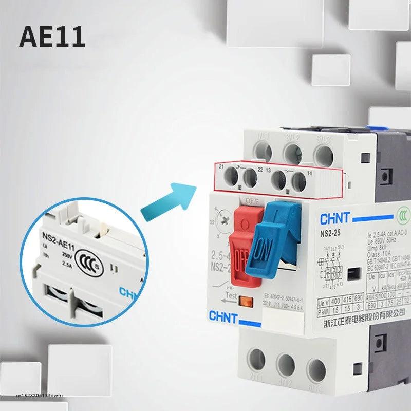 CHINT NS2-25 NS2-AE11 NS2-AU11 Auxiliary Accessory 1NO 1NC Motor Starter Front Side Installation NS2