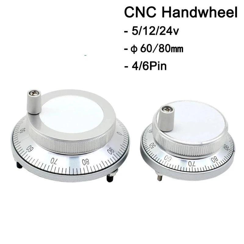 CNC Pulser Handwheel 5V 12V 24V 6pin Pulse 100 25 Manual Pulse Generator Hand Wheel PLC CNC Machine 60mm 80mm Rotary Encoder