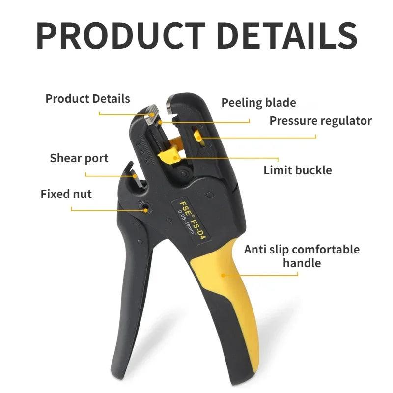 D4 Wire Stripping Pliers Multifunctional Automatic Wire Pulling Pliers for Electricians Adjustable Cable and Wire Stripping Tool