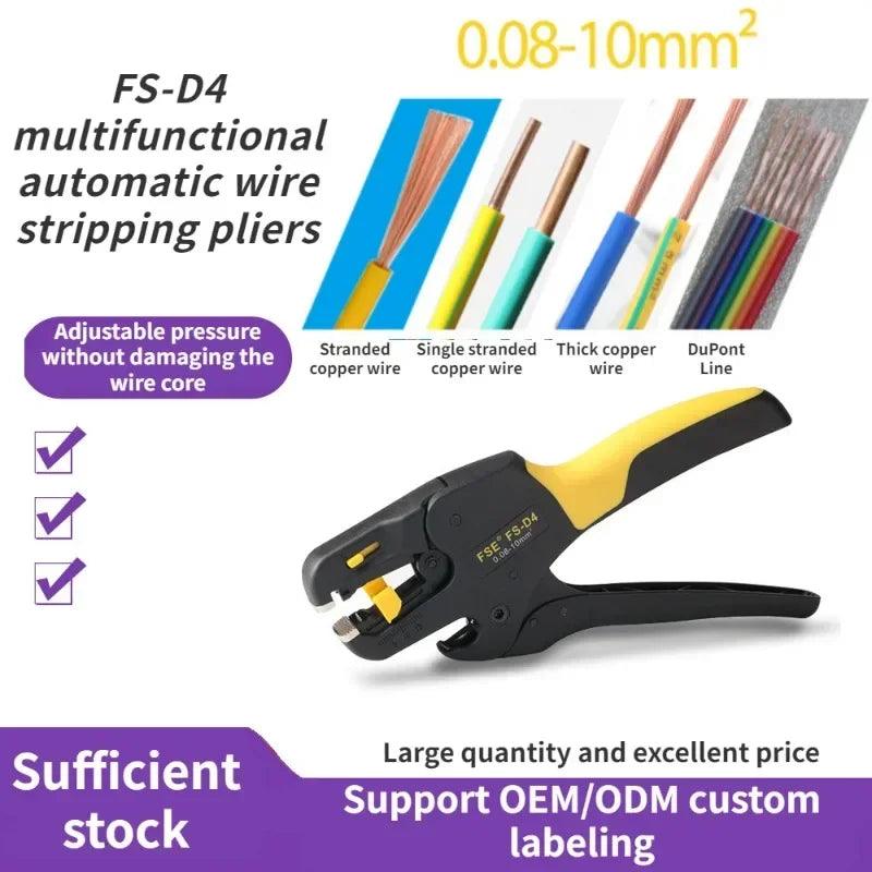 D4 Wire Stripping Pliers Multifunctional Automatic Wire Pulling Pliers for Electricians Adjustable Cable and Wire Stripping Tool