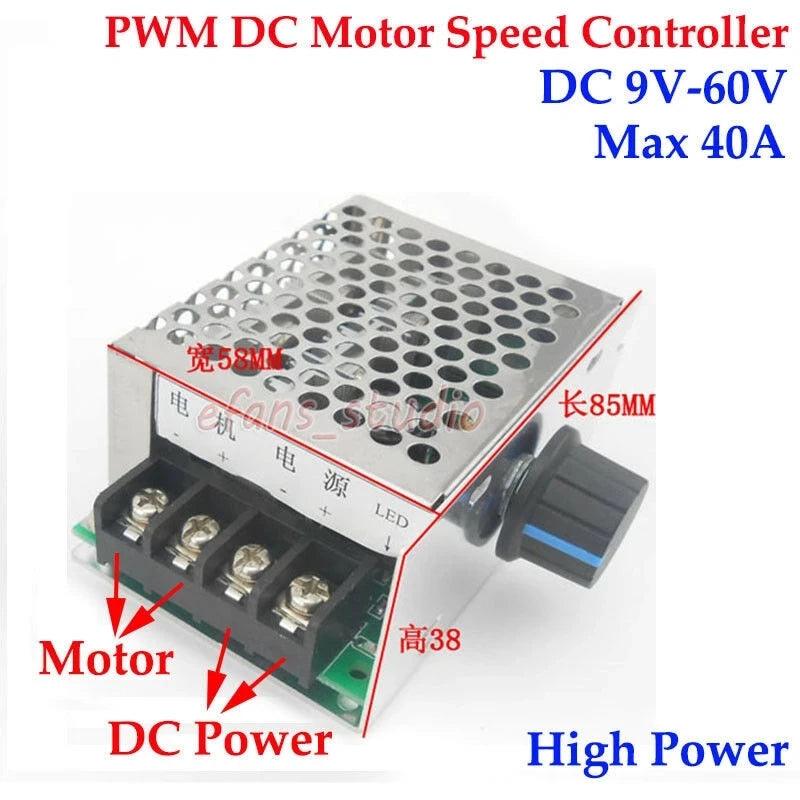 DC 9V-60V 40A PWM DC Motor Fan Speed Controller Regulator 2000W High Power Potentiometer Electric 12V 18V 24V 36V 48V Governor