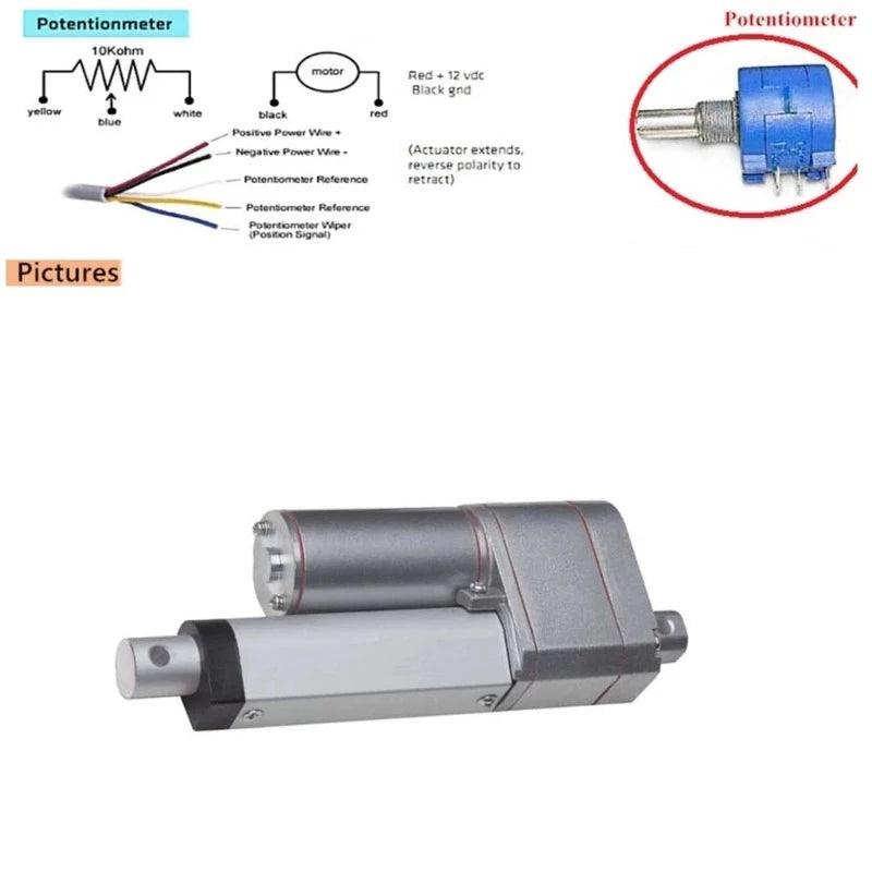 DC Linear Actuator With Potentiometer Position Signal Feedback Electric 24V Load 1200N Stroke 50mm 100mm 200mm 450mm Gear Motor