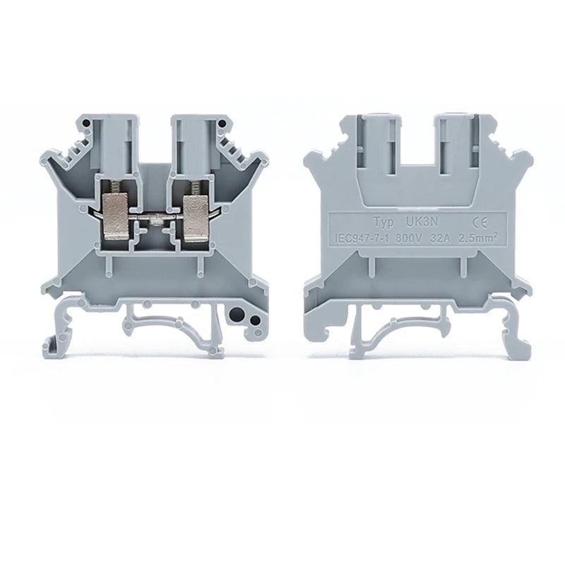 Din Rail Terminal Block Universal Conductor UK-3N Screw Connection Electrical Wiring Terminal Strip Block Connector UK3N 10Pcs