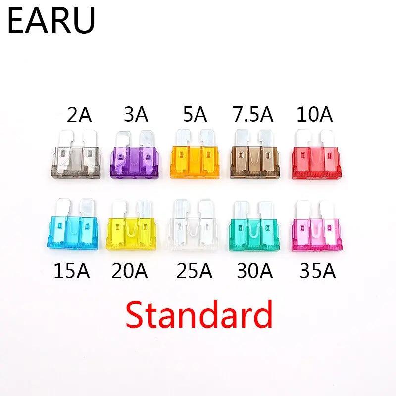 EARU-  100PCS/LOT Standard Motorcycle Auto Car Fuse  2A up to 35A with Box - electrical center b2c