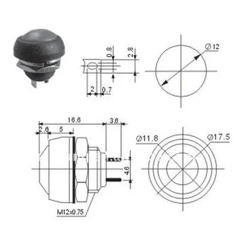 EARU- 10pcs DIY Mini 12mm Momentary Waterproof Push Button Switch - electrical center b2c