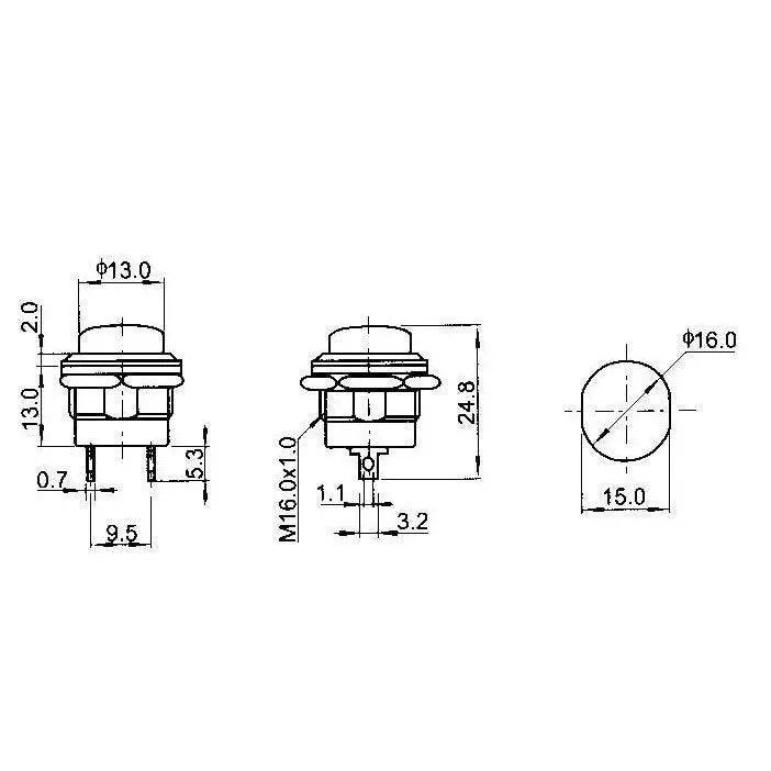 EARU- 10pcs DIY Momentary 16mm  Mini Round Push Button Switch| OFF-(ON) - electrical center b2c