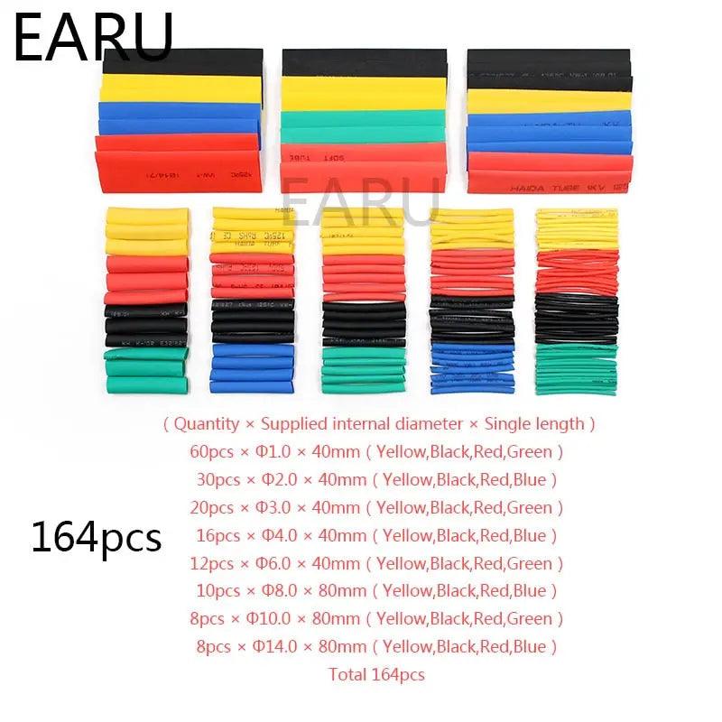 EARU- 164pcs Set Polyolefin Shrinking Assorted Heat Shrink Tube Set - electrical center b2c