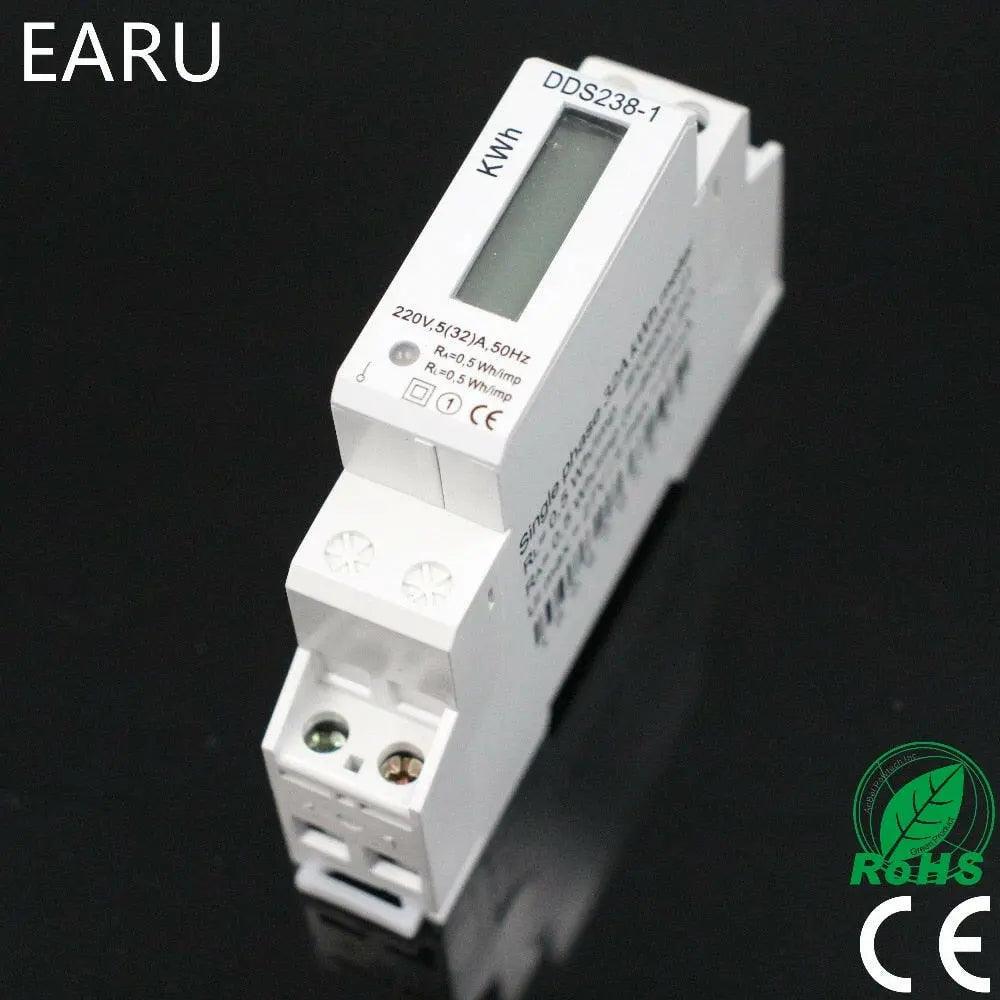 EARU-  5(32)A 220V 50HZ Single Phase Din-Rail KWH Watt Meter - electrical center b2c