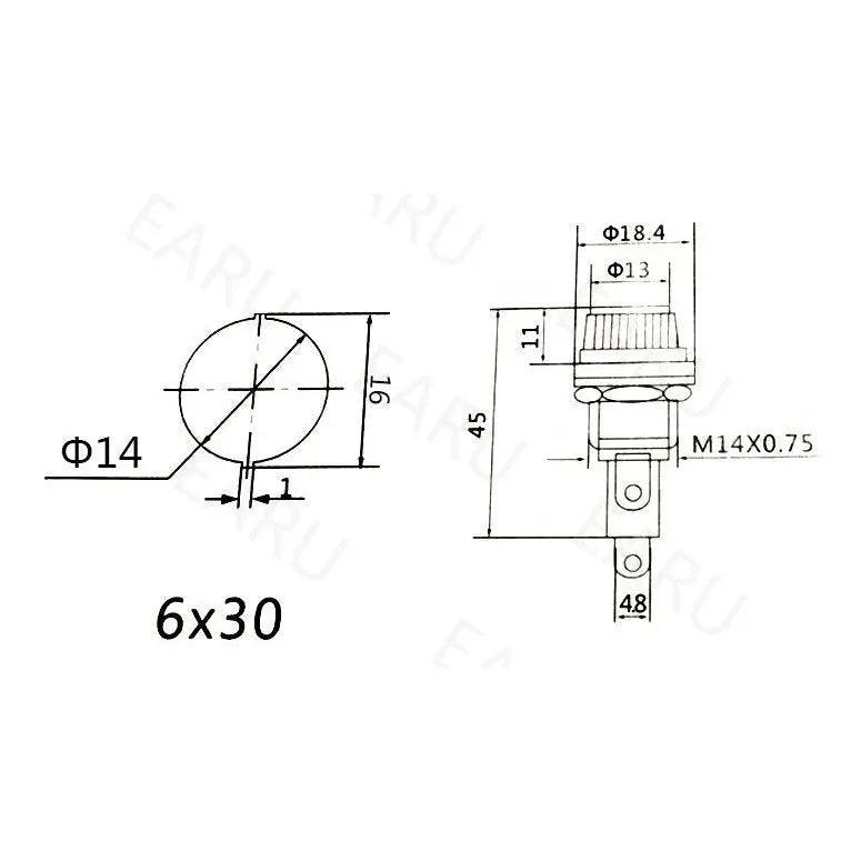 EARU-  5PCS/LOT 5*20mm 6*30mm Glass Fuse Holders - electrical center b2c