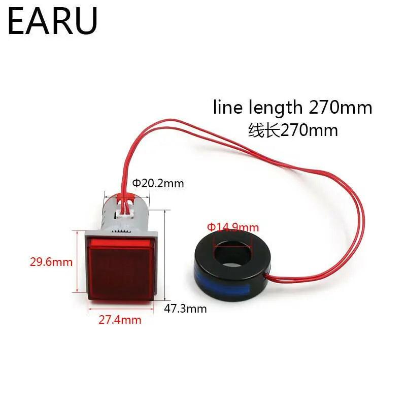 EARU- Mini Digital 22mm Square Voltmeter Ammeter with Transformer - electrical center b2c