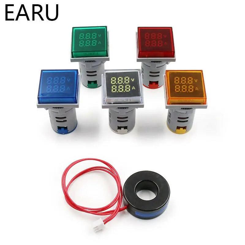 EARU- Mini Digital 22mm Square Voltmeter Ammeter with Transformer - electrical center b2c