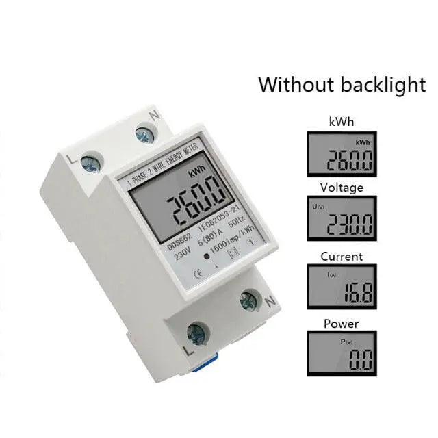 EARU- Single Phase KWh Meter| Din-Rail LCD Digital Display Wattmeter - electrical center b2c