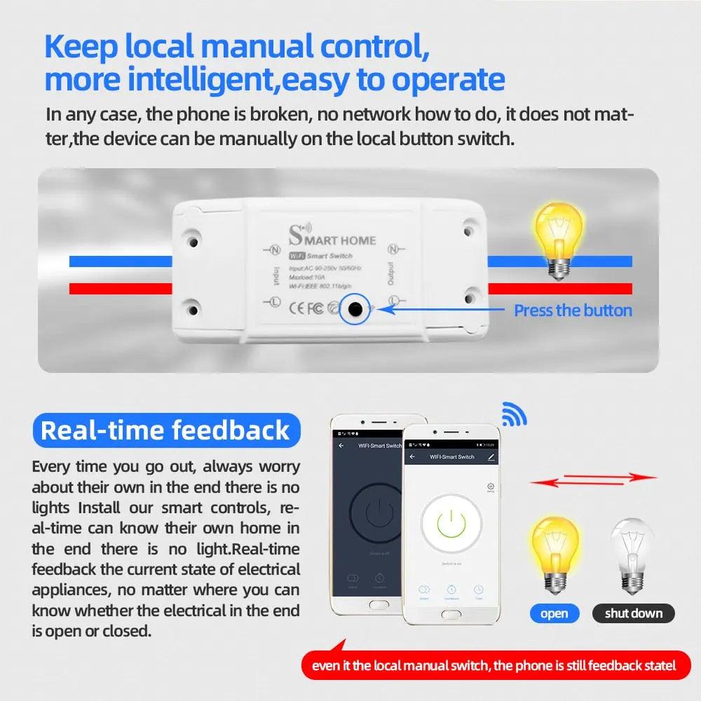 EARU- Smart Home Wifi Wireless Remote Switch Breaker Light Controller - electrical center b2c