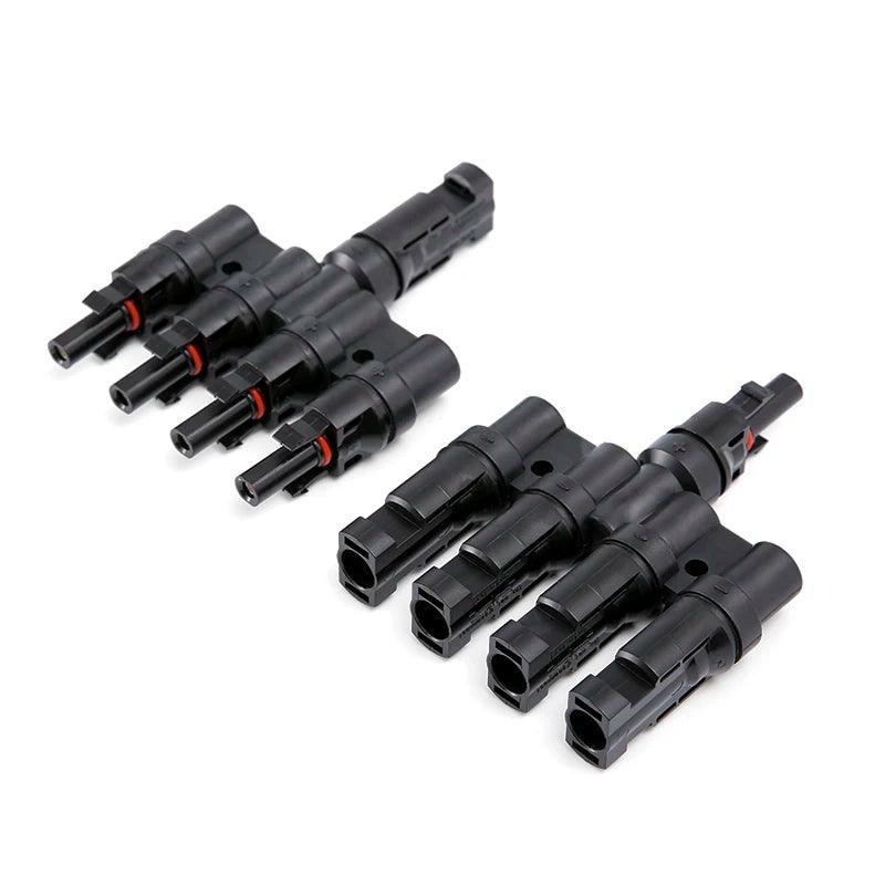 Free shipping 1 Pair x Male Female M/FM 4 to 1 Solar Panel Connector Cable Splitter Adapter  PV 4T Branch parallel Connector