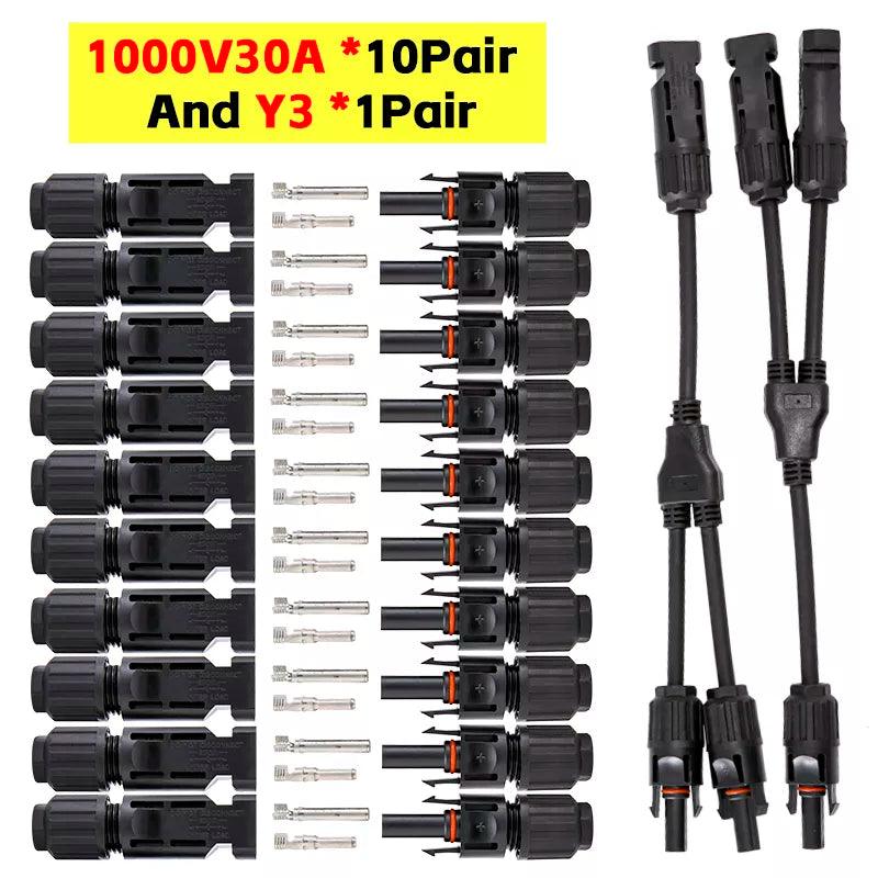 Free Shipping 2 To 1 PV Branch Connector With 4mm2 1000V 30A Solar Cable PV combiner box Solar Panel cable 2.5/ 4/6mm2 - electrical center b2c